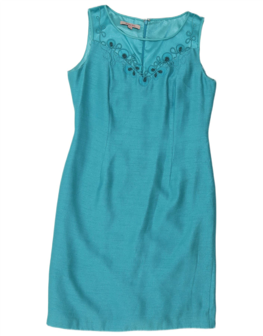 JACQUES VERT Womens Sleeveless Sheath Dress UK 14 Large Turquoise Viscose
