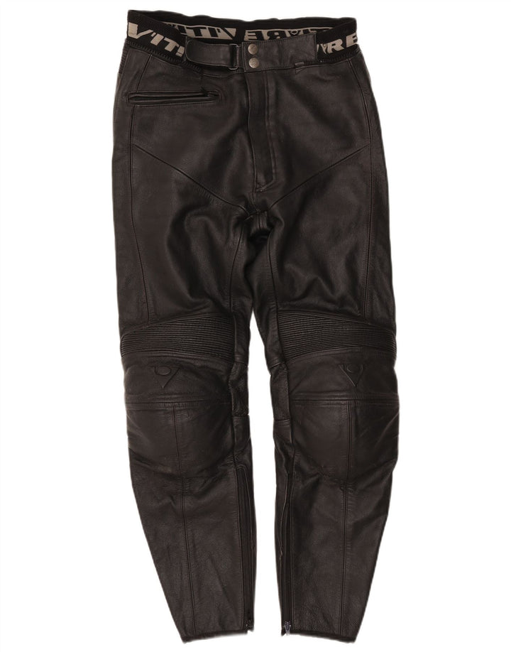 Rev'it Mens Leather Biker Trousers IT 48 Medium W30 L29 Black Leather
