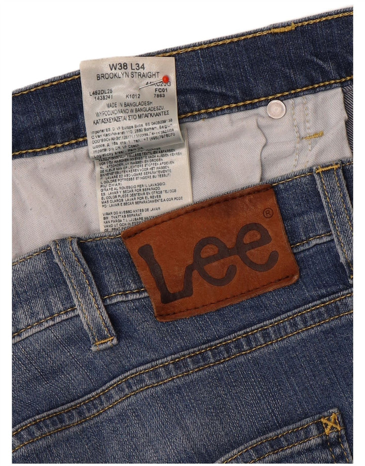 Lee Mens Brooklyn Straight Jeans W38 L29 Blue Cotton