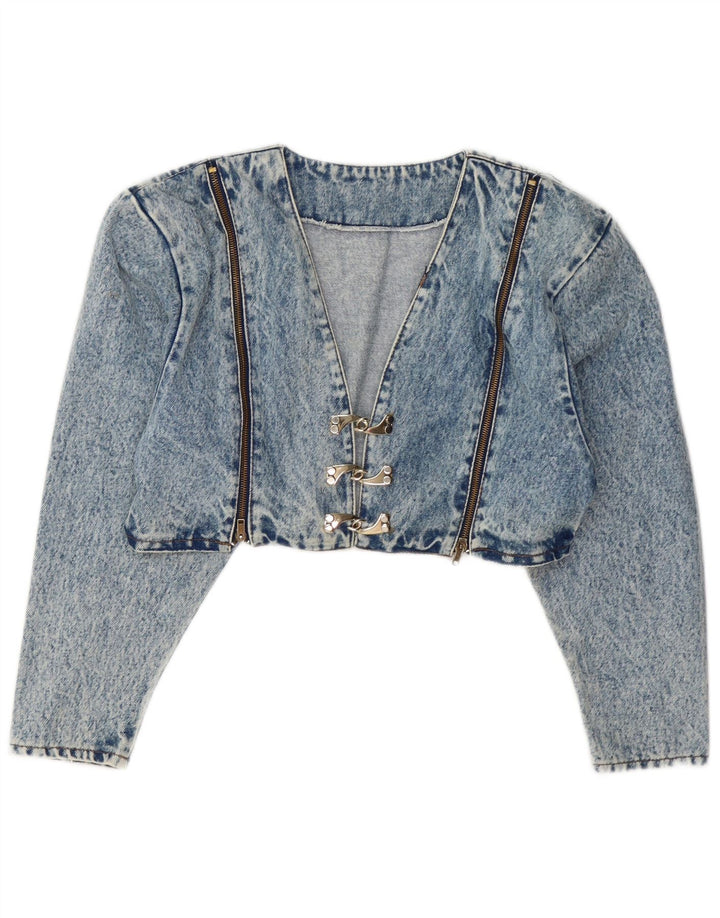 VINTAGE Womens Denim Bolero Jacket UK 12 Medium Blue
