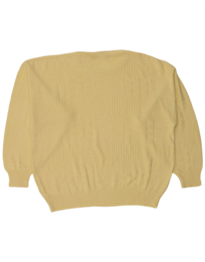 Vintage Mens Crew Neck Jumper Sweater IT 50 Medium Yellow Polyacrylic
