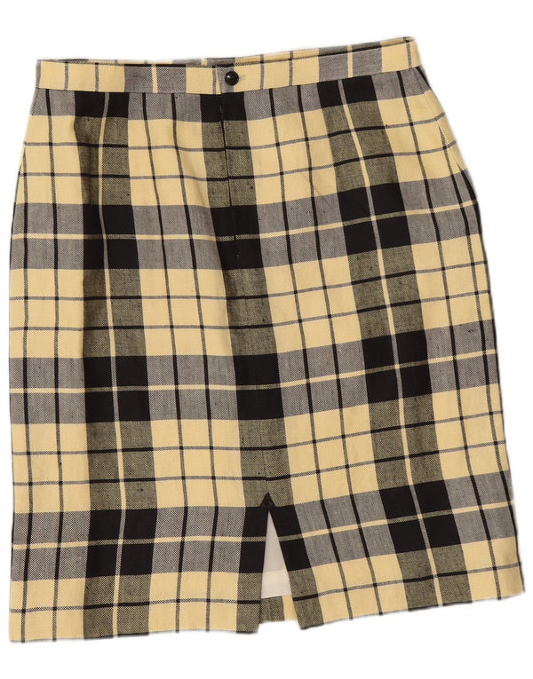 Vintage Womens Pencil Skirt W33 Large Yellow Check