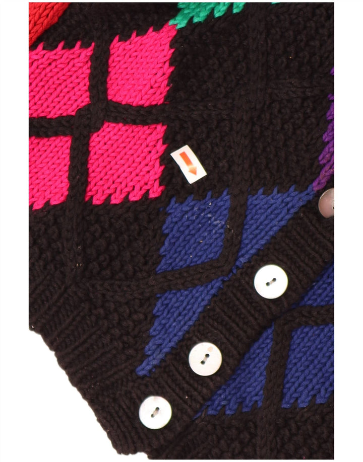 HOBBS Womens Crop Cardigan Sweater UK 8 Small  Black Argyle/Diamond Cotton