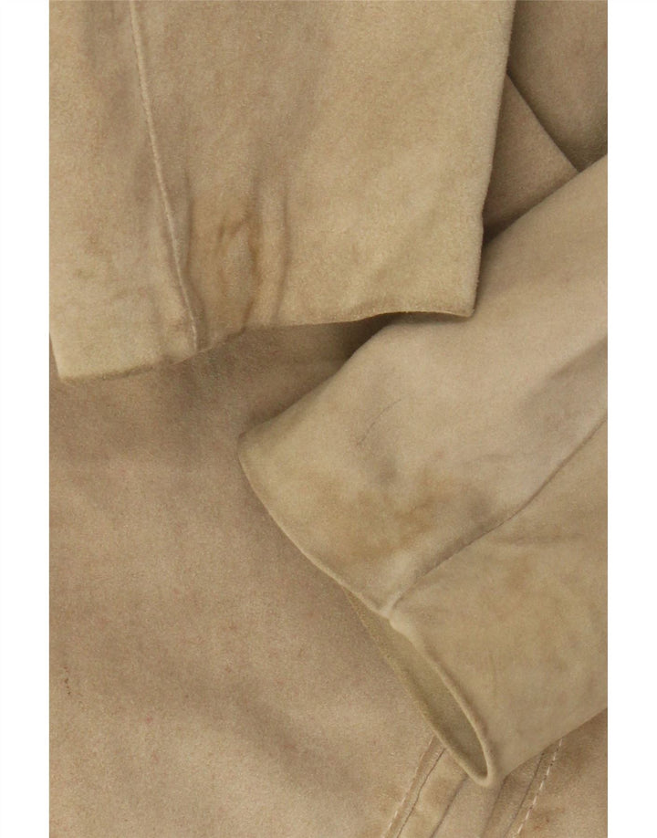 Vintage Womens Suede Jacket IT 46 Large Beige Leather