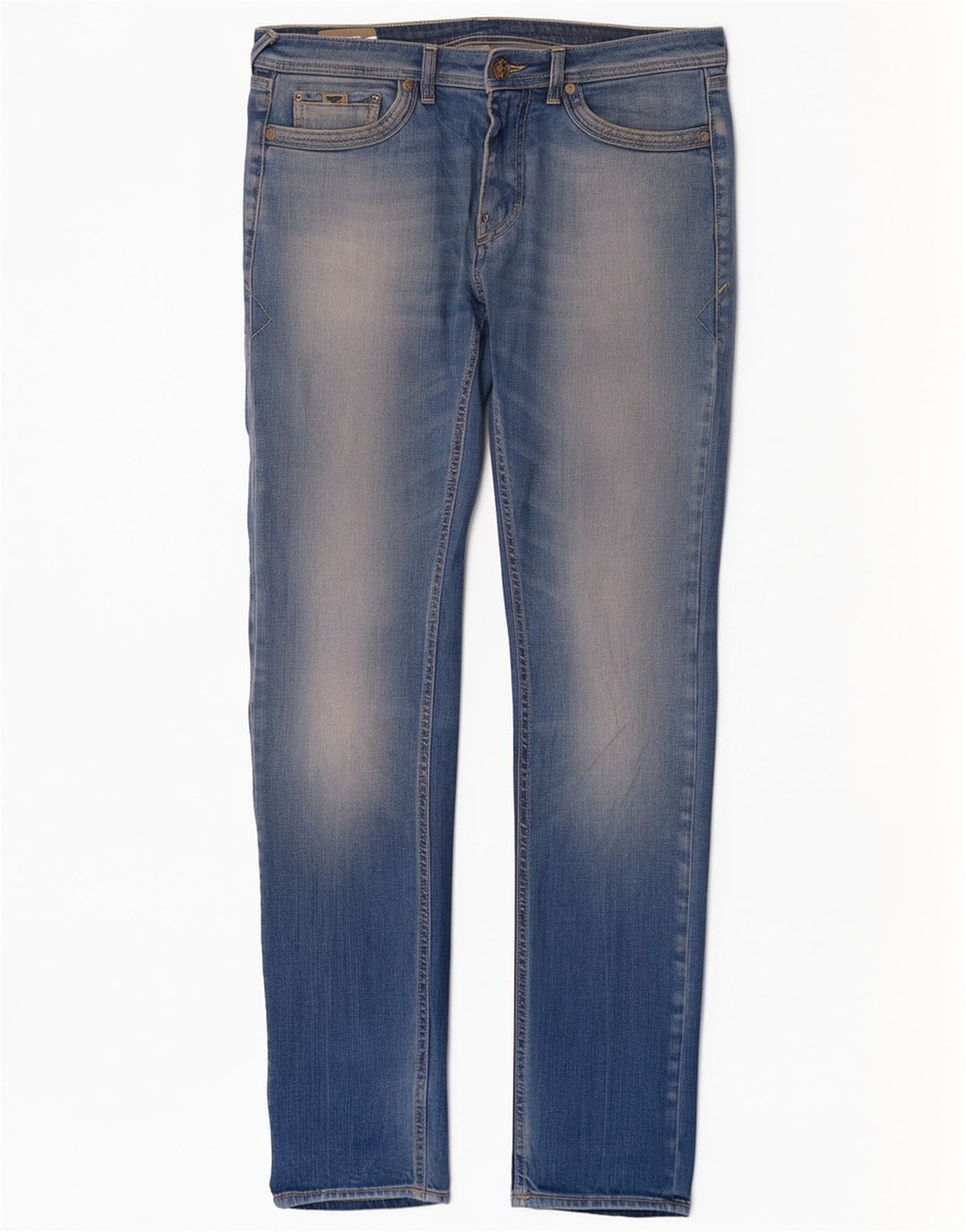 Gas Mens Slim Jeans W34 L34 Blue Cotton