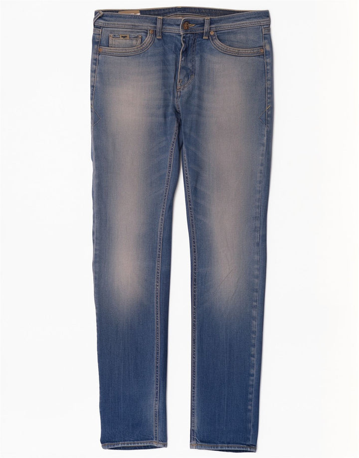 Gas Mens Slim Jeans W34 L34 Blue Cotton