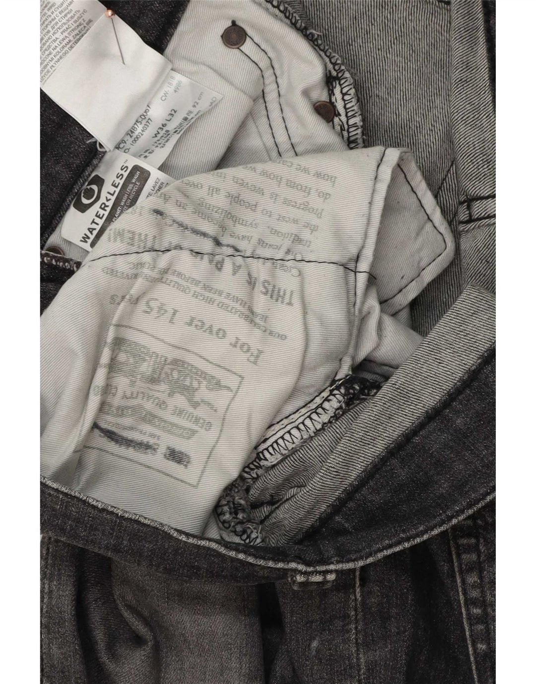 Levi's Mens Slim Jeans W36 L32 Grey Cotton