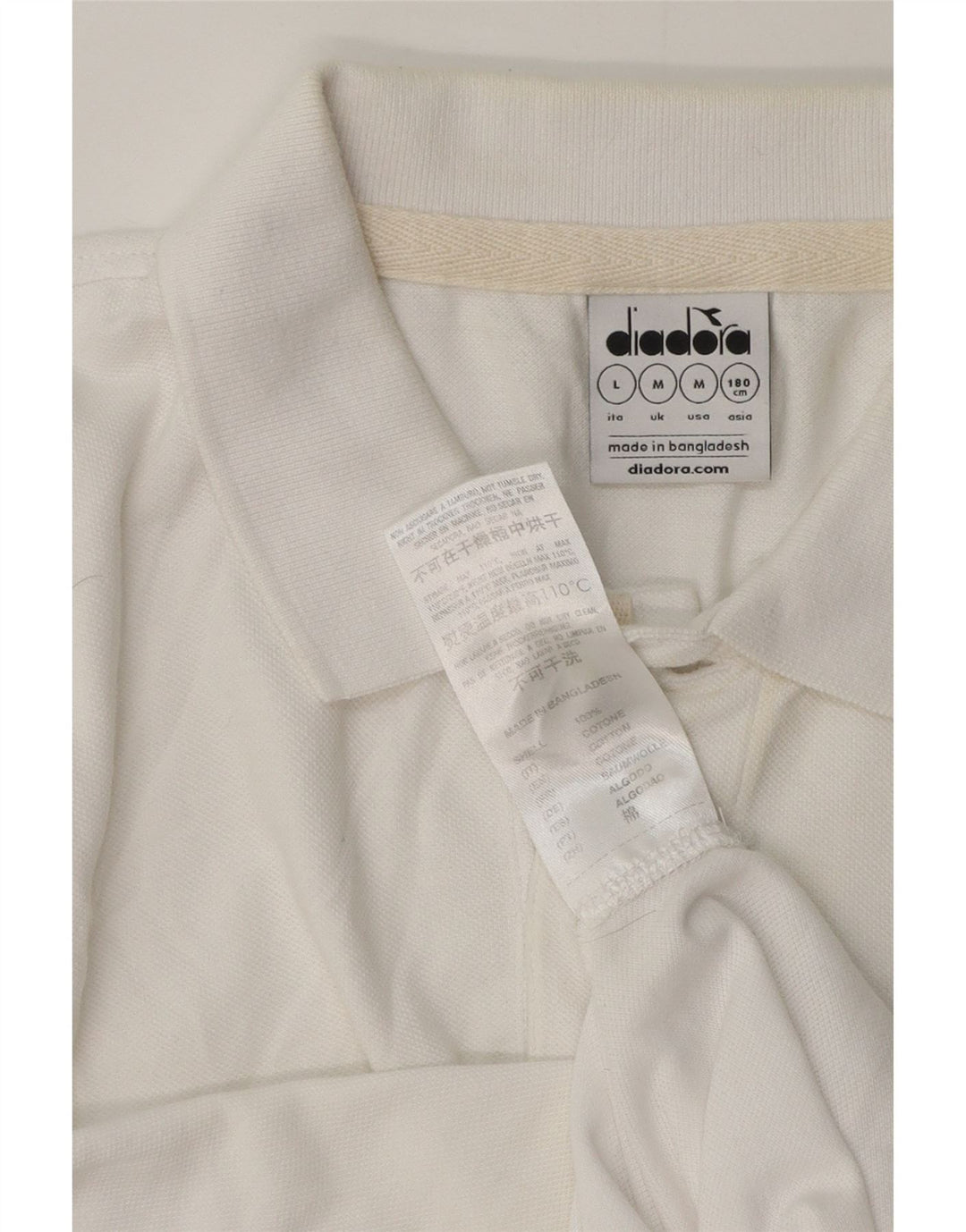 Diadora Mens Polo Shirt Medium White Cotton
