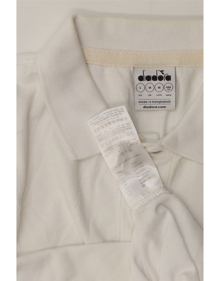 Diadora Mens Polo Shirt Medium White Cotton