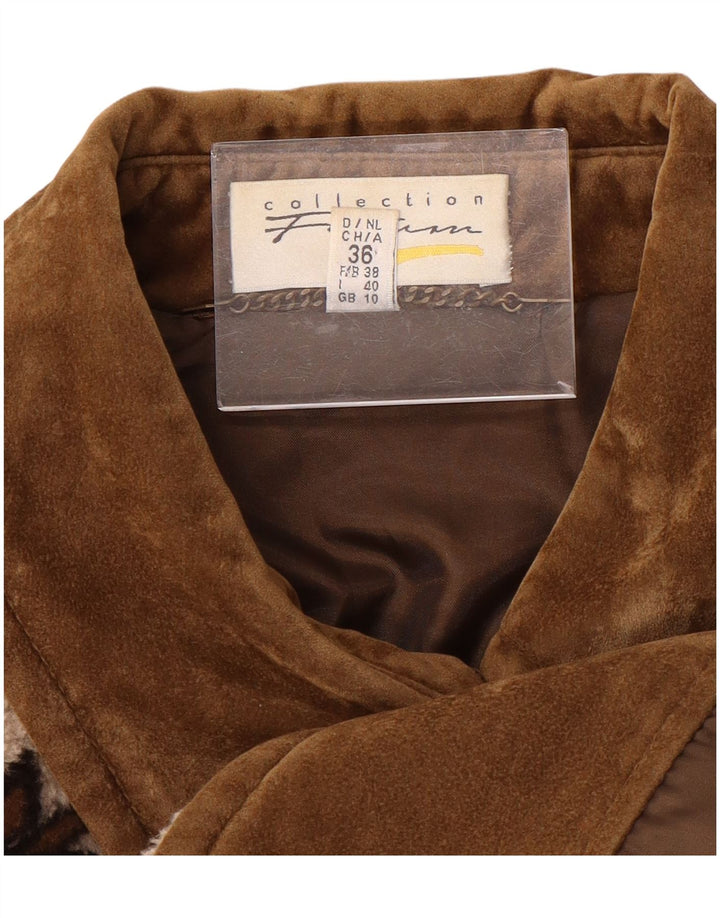 VINTAGE Womens Oversized Windbreaker Coat UK 10 Small Beige Fair Isle