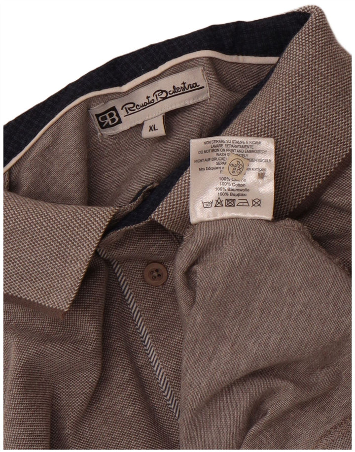 RENATO BALESTRA Mens Polo Shirt XL Grey Flecked Cotton