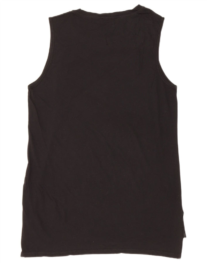 Benetton Womens Graphic Vest Top UK 14 Medium Black Butterfly
