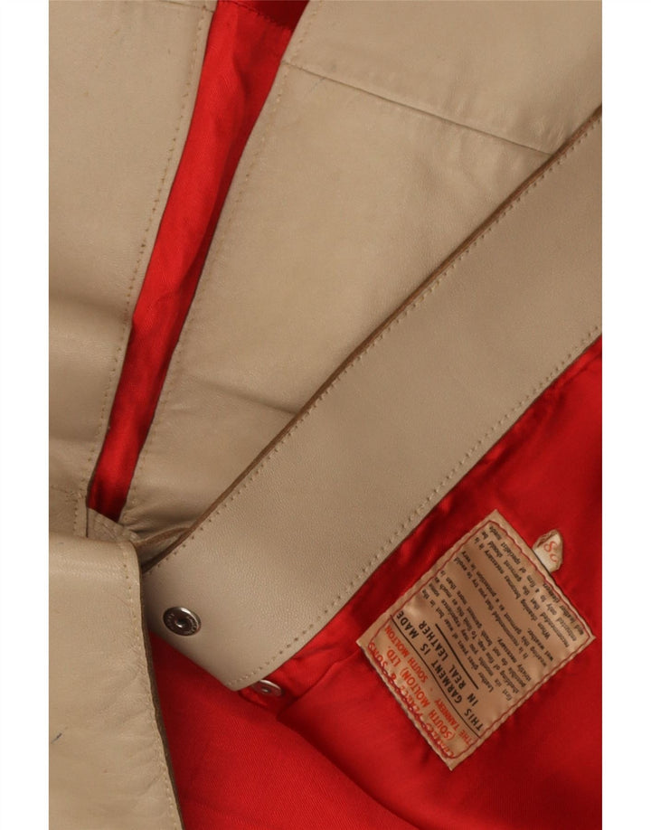 Vintage Womens Leather Gilet IT 38 XS Beige