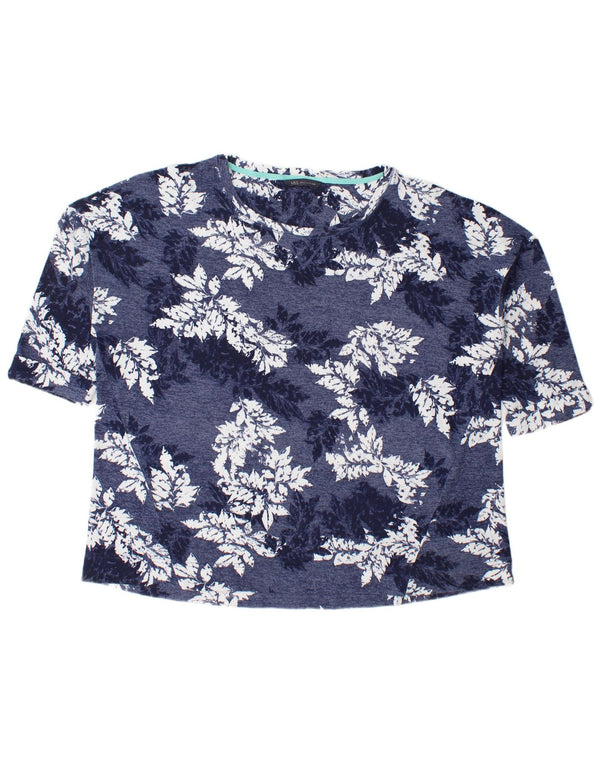 Marks & Spencer Womens T-Shirt Top UK 22 3XL Blue Floral Polyester