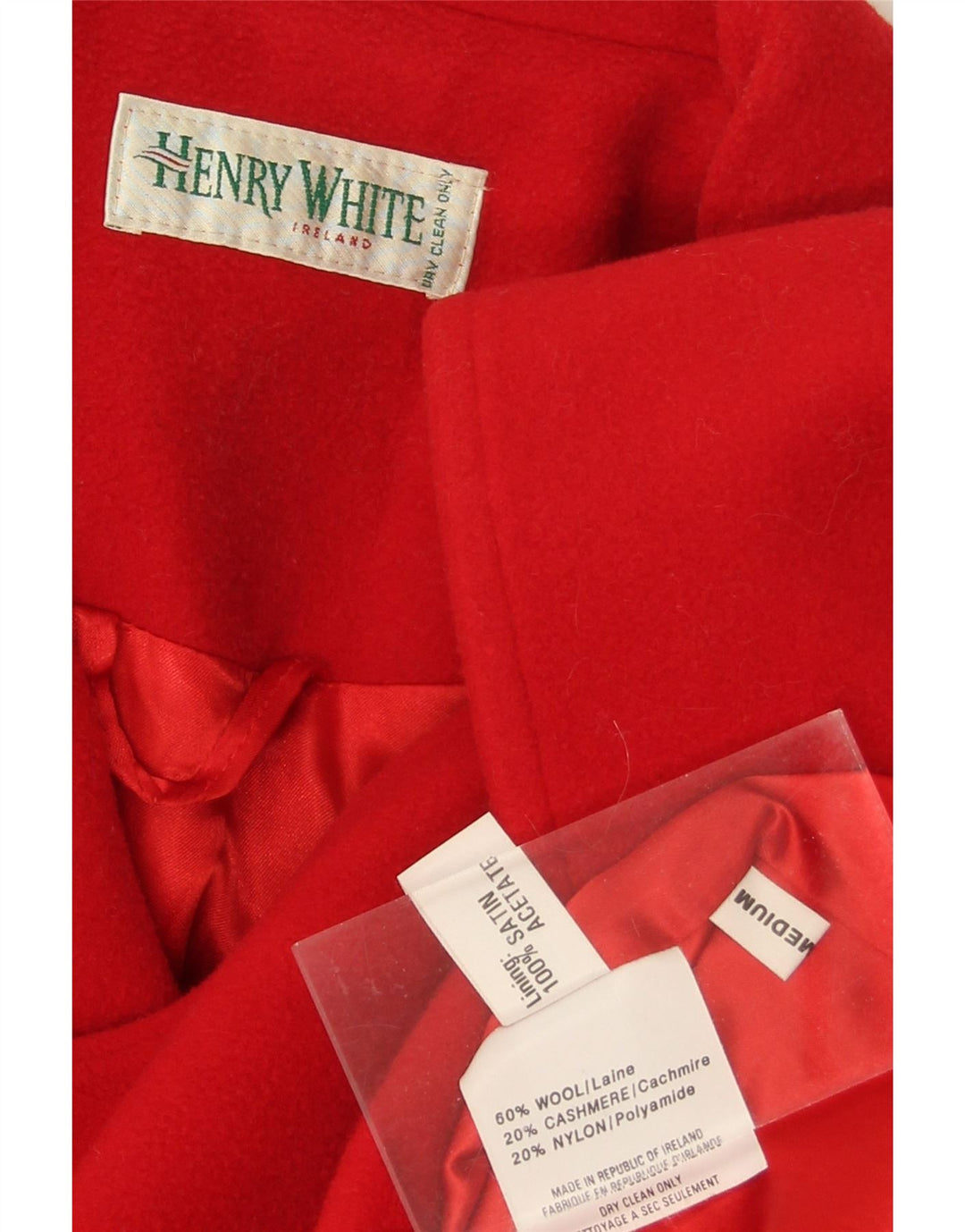 HENRY WHITE Womens Oversized Double Breasted Coat UK 14 Medium Red Wool