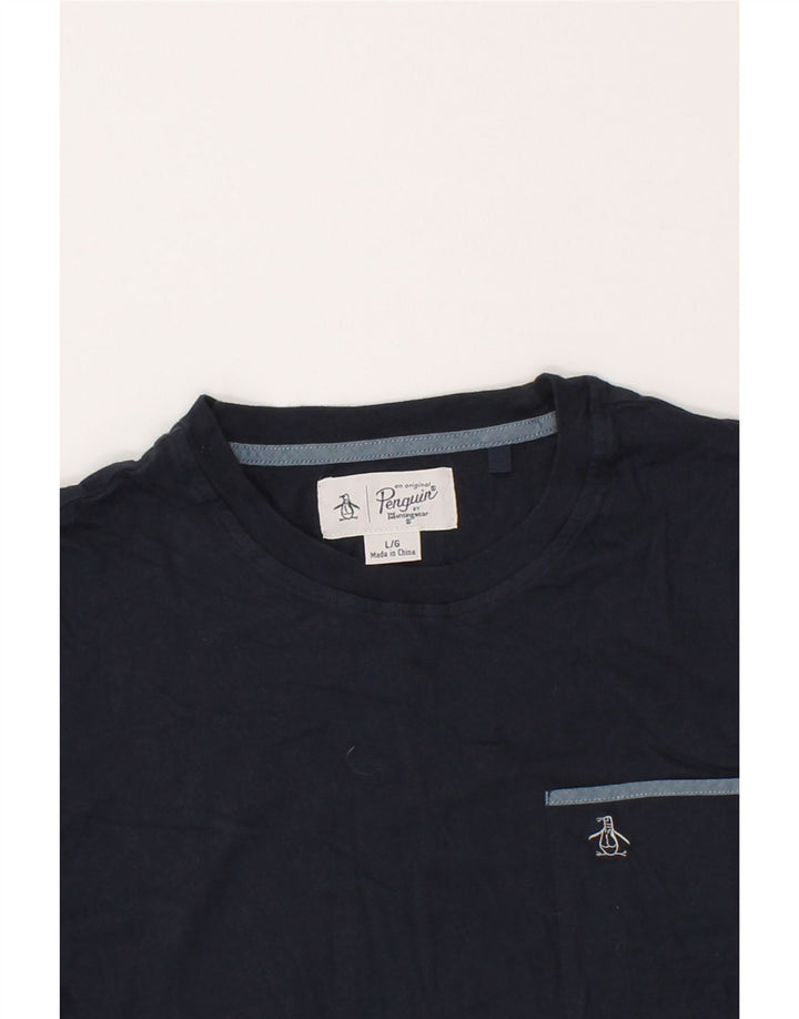 PENGUIN Mens T-Shirt Top Large Navy Blue Vintage Penguin and Second-Hand Penguin from Messina Hembry 