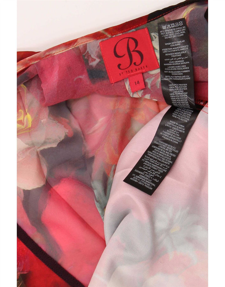 Ted Baker Womens Blouse Top UK 14 Large Red Floral Polyester