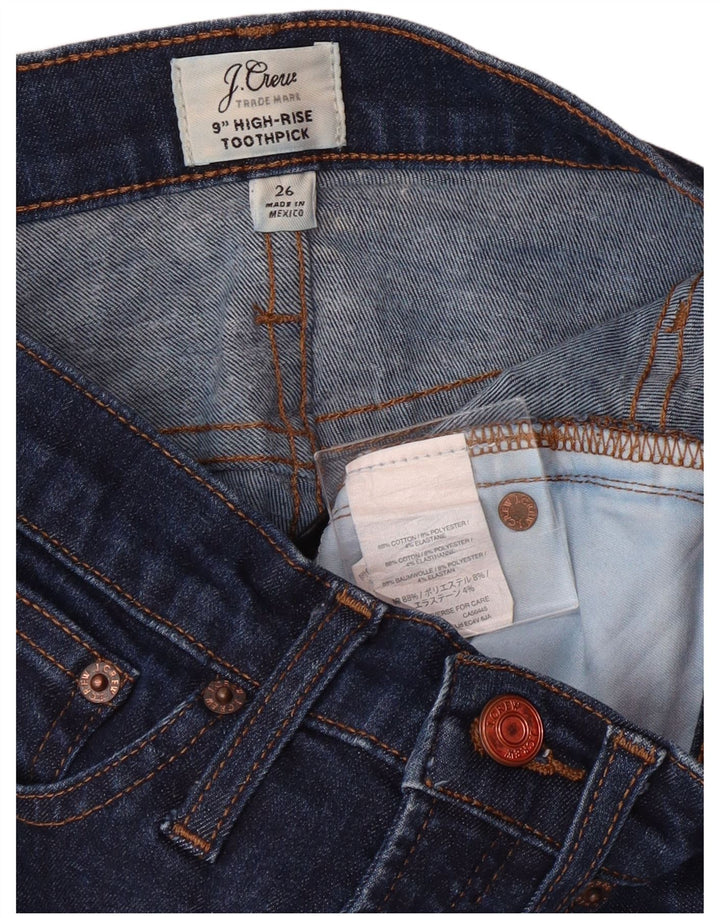 J. CREW Womens Toothpick High Rise Skinny Jeans W26 L29  Navy Blue Cotton