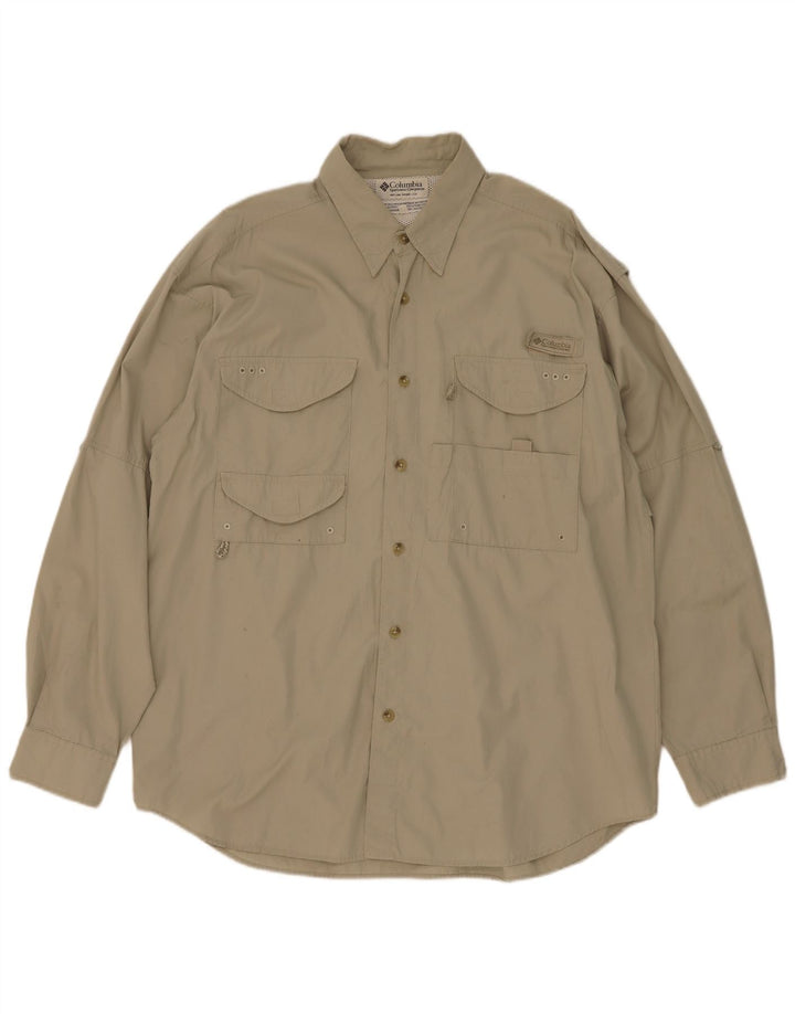 Columbia Mens Shirt Medium Khaki Cotton
