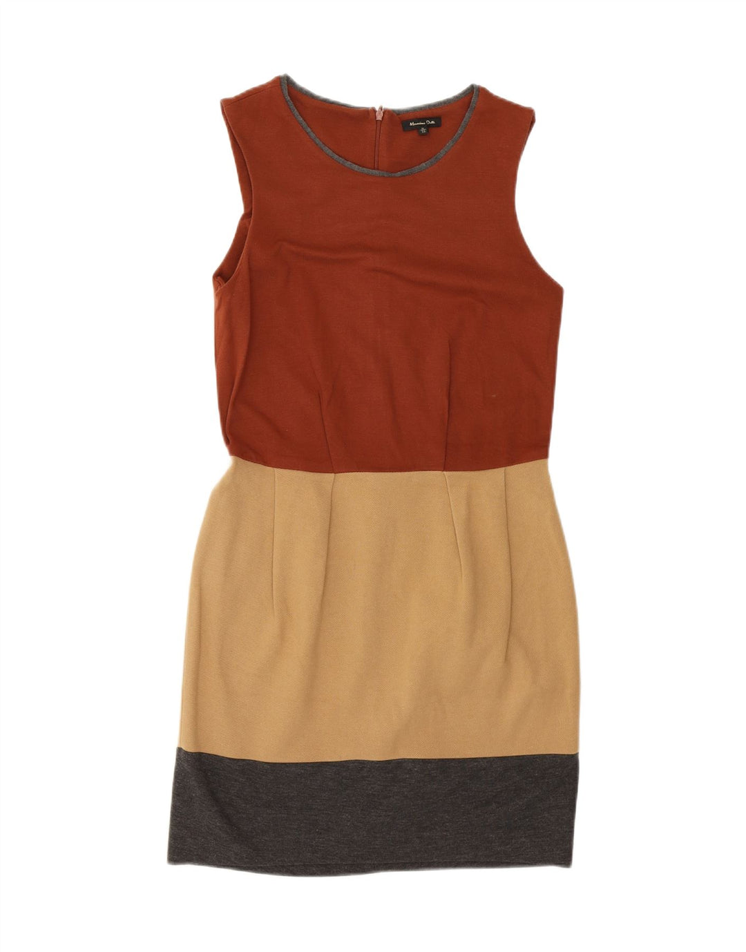 MASSIMO DUTTI Womens Sheath Dress UK 12 Medium Brown Colourblock Vintage Massimo Dutti and Second-Hand Massimo Dutti from Messina Hembry 
