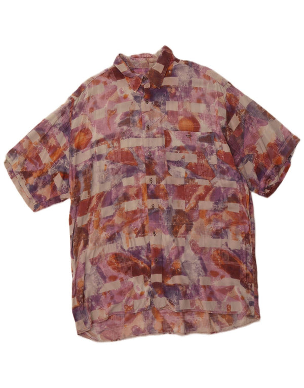 EQUIPE Mens Abstract Pattern Short Sleeve Shirt Large Multicoloured