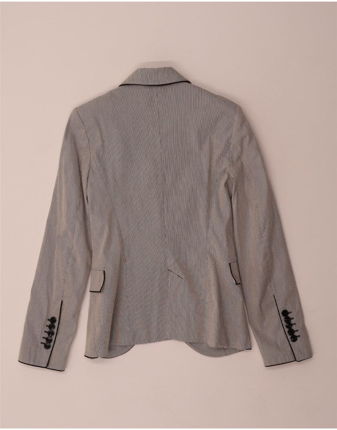 ZARA Womens 1 Button Blazer Jacket UK 10 Small Blue Pinstripe