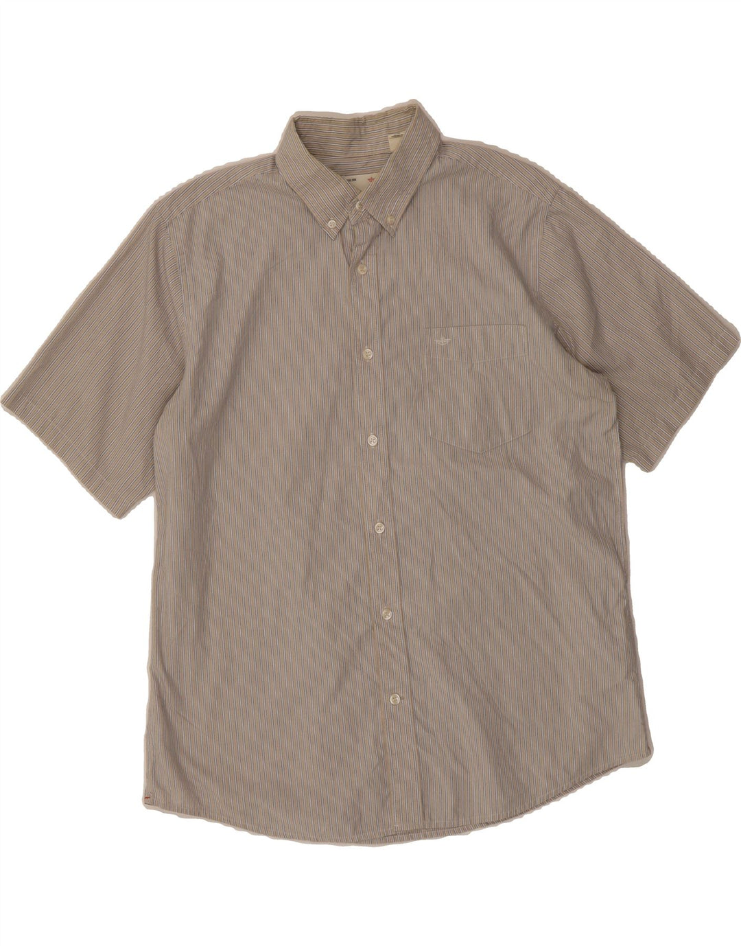 DOCKERS Mens Short Sleeve Shirt Large Grey Striped Cotton Vintage Dockers and Second-Hand Dockers from Messina Hembry 