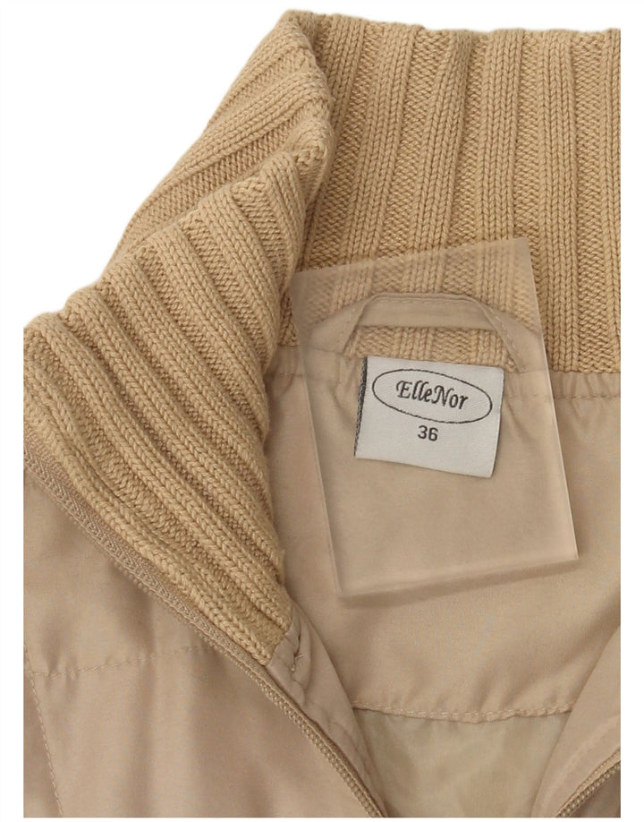 Vintage Womens Bomber Jacket EU 36 Small Beige Polyester