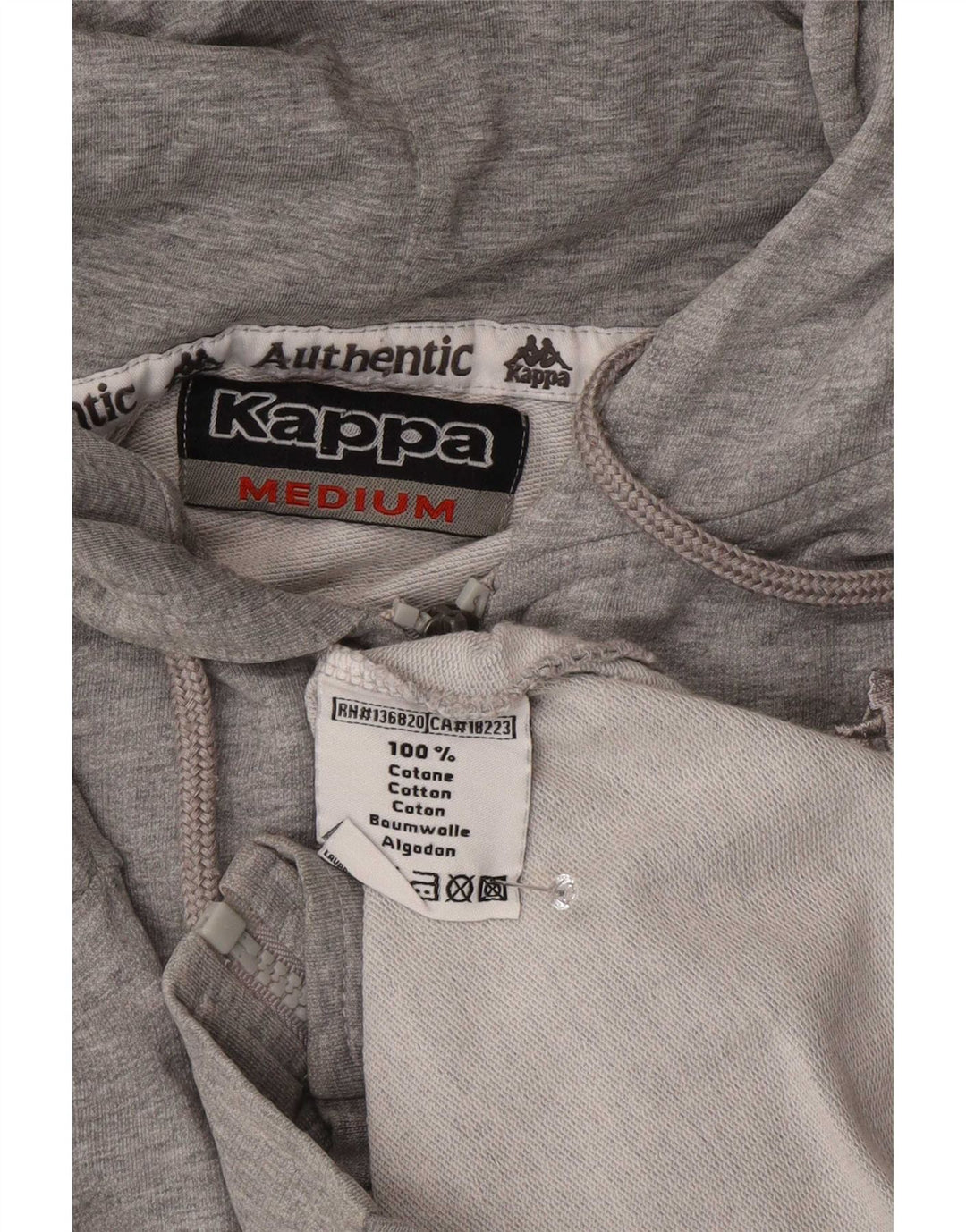 Kappa Mens Zip Hoodie Sweater Medium Grey Cotton