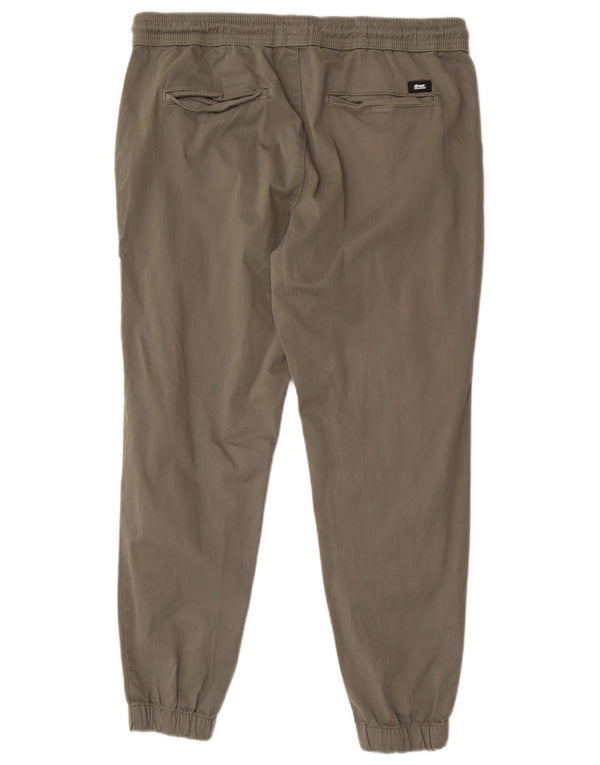 Zara Mens Joggers Chino Trousers XL W34 L28 Green Cotton