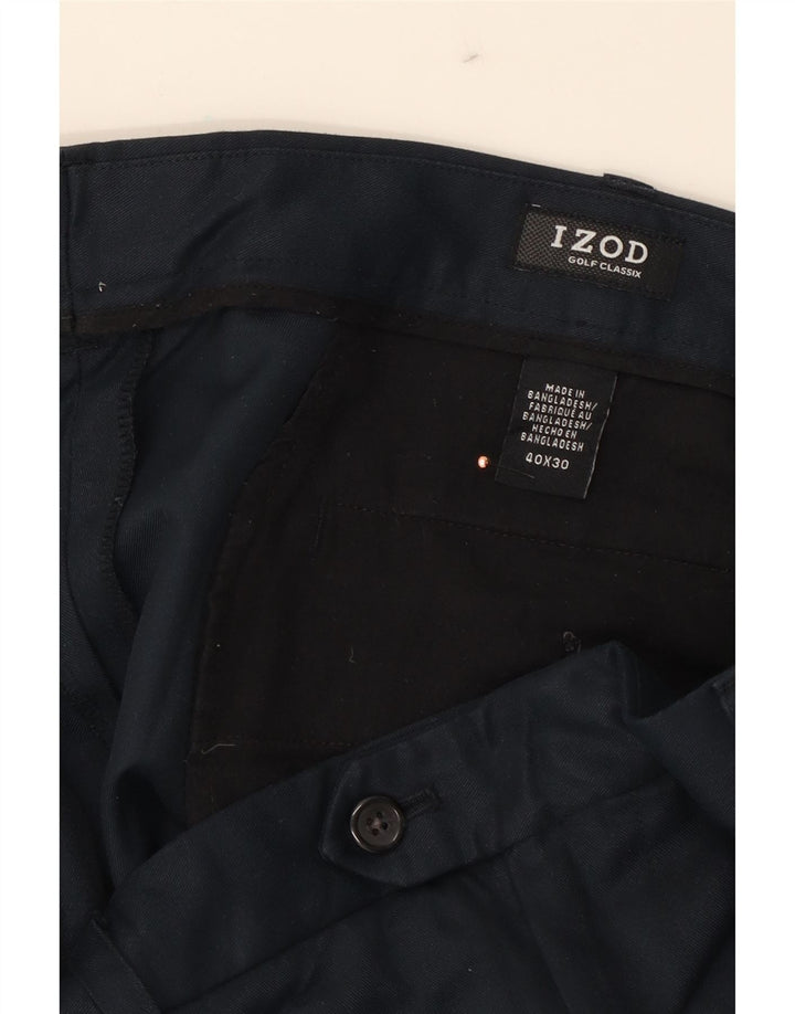 IZOD Mens Pegged Suit Trousers W40 L30 Navy Blue Polyester Vintage Izod and Second-Hand Izod from Messina Hembry 