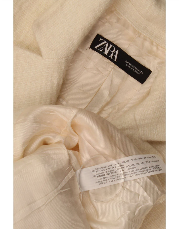 Zara Womens Overcoat UK 6 XS Off White Wool