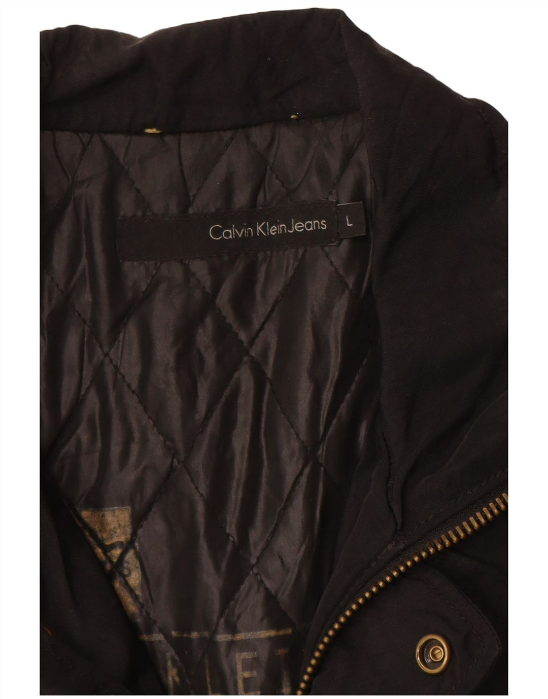 Calvin Klein Jeans Mens Military Jacket UK 40 Large Black Nylon