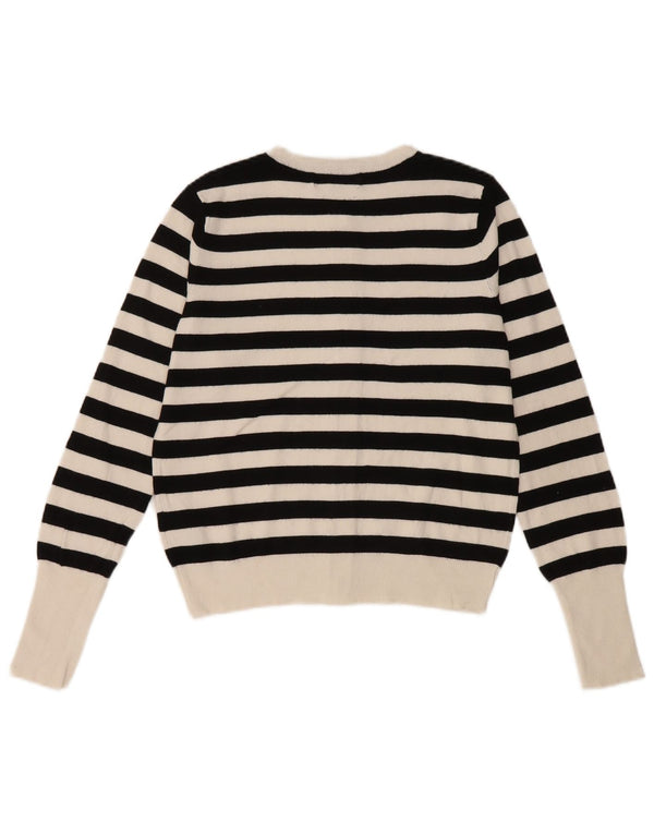 Marks & Spencer Womens Cardigan Sweater UK 8 Small  Black Striped Viscose