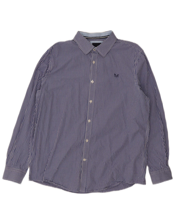 Crew Clothing Mens Classic Fit Shirt Large Blue Gingham Cotton