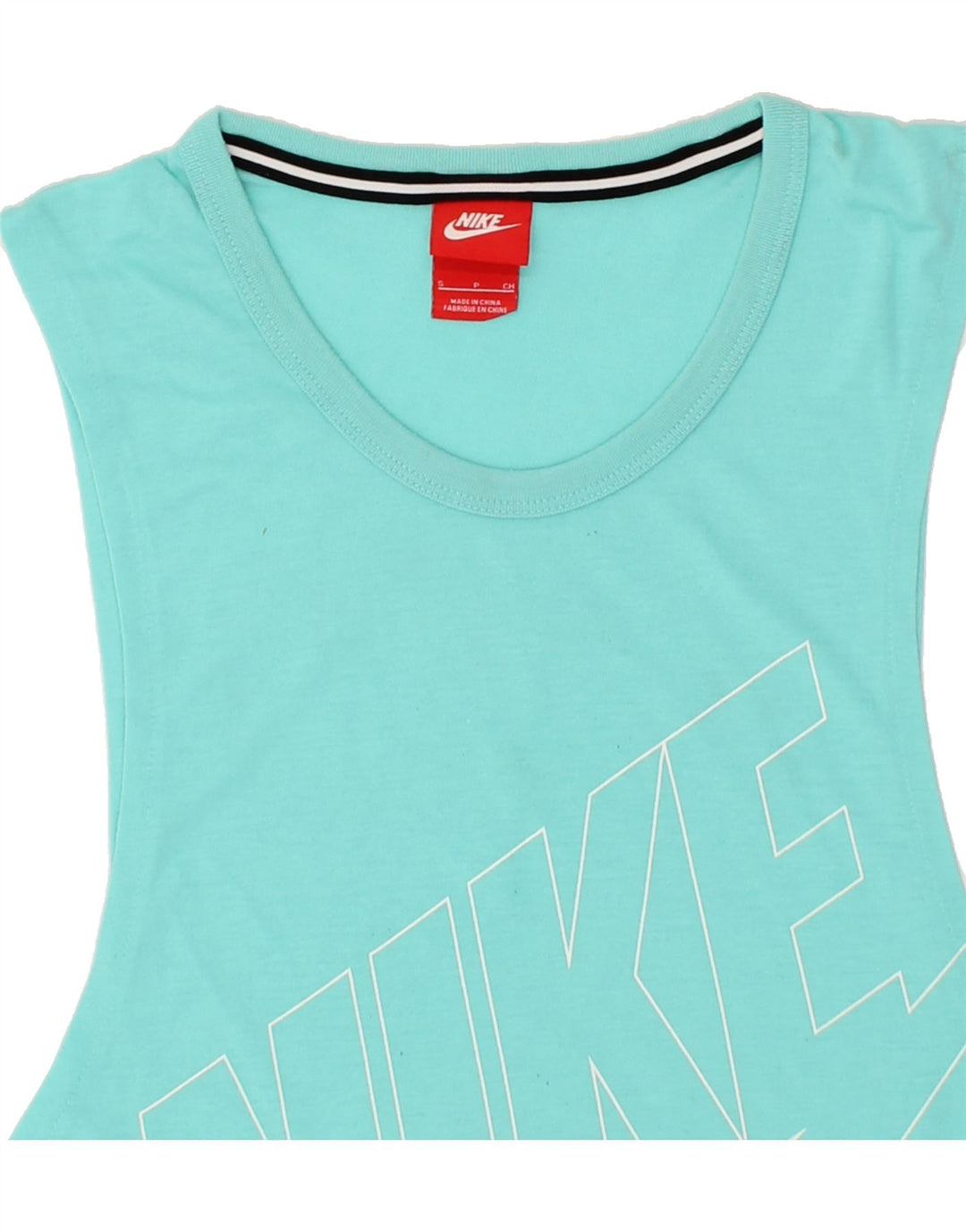 NIKE Womens Graphic Vest Top UK 10 Small Blue Cotton Vintage Nike and Second-Hand Nike from Messina Hembry 