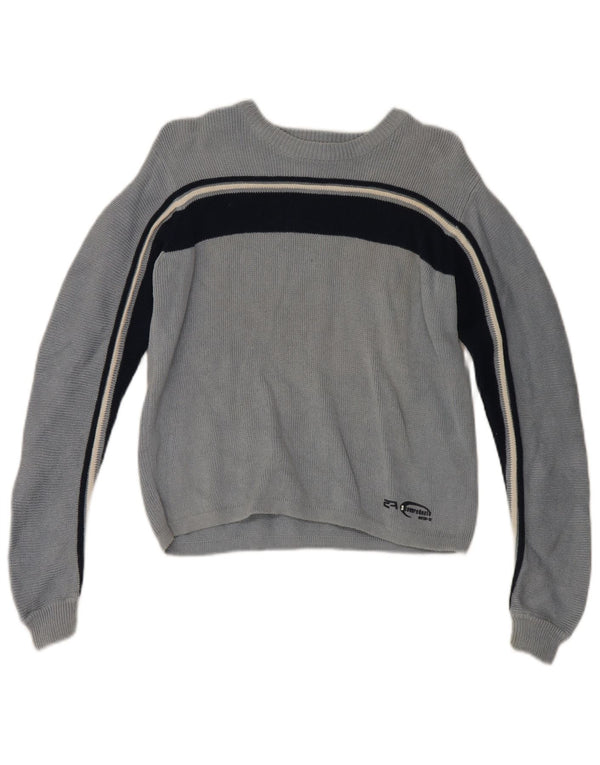 Zara Boys Crew Neck Jumper Sweater 9-10 Years Blue Striped Cotton Retro