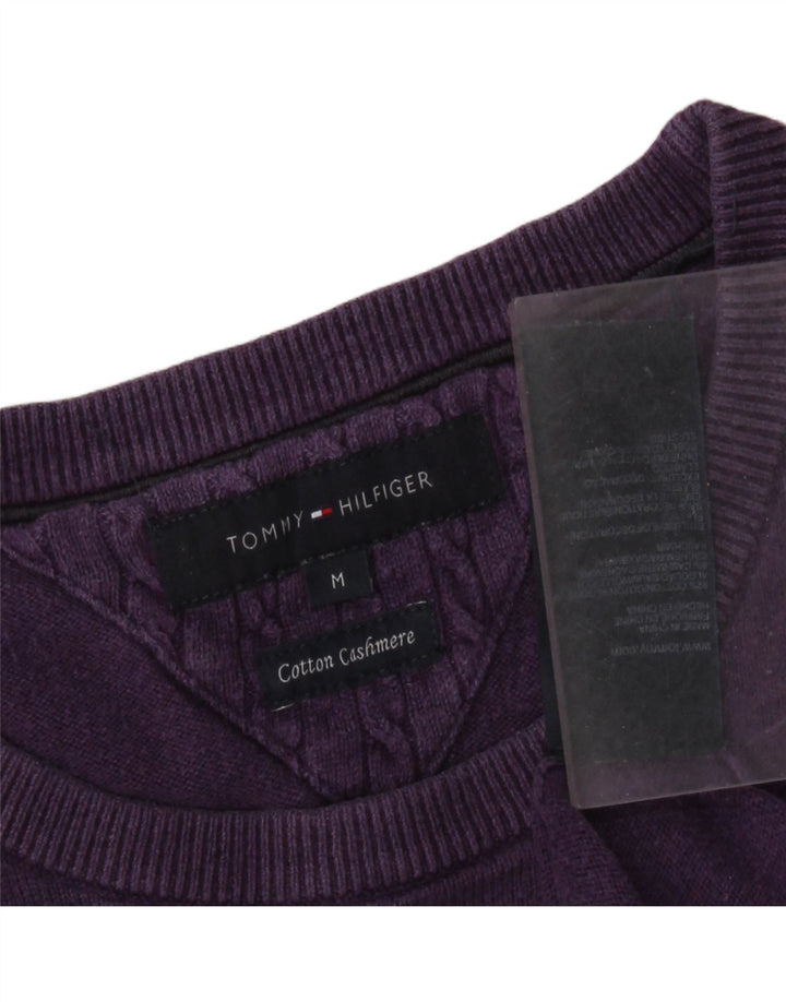 Tommy Hilfiger Mens Crew Neck Jumper Sweater Medium Purple Cotton