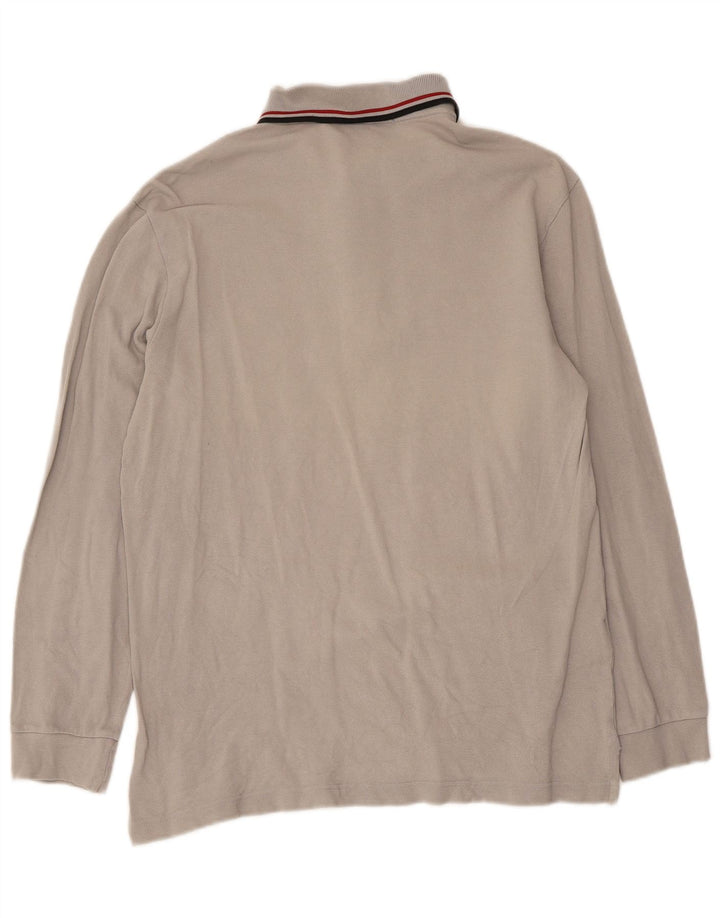 Fred Perry Mens Long Sleeve Polo Shirt Medium Grey Cotton Classic