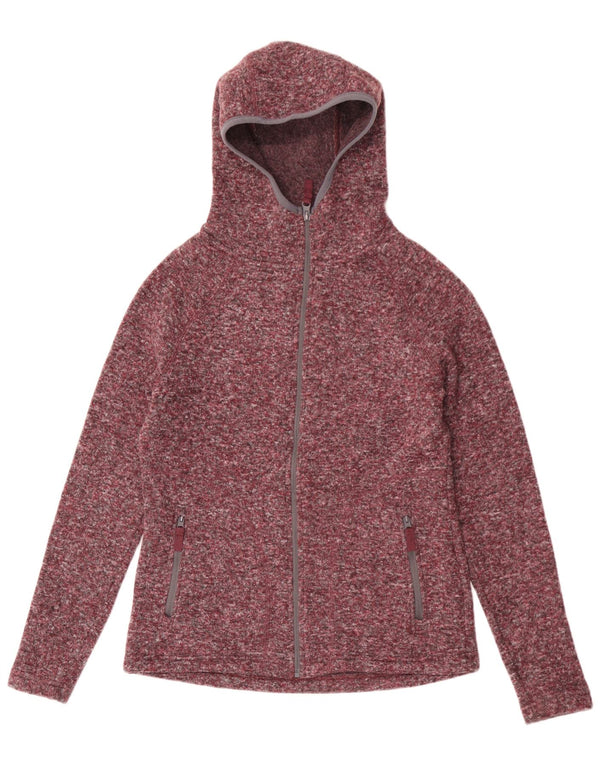 Mountain Warehouse Womens Zip Hoodie Sweater UK 10 Small Maroon Flecked
