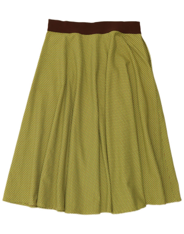 NIU Womens A-Line Skirt Large W32  Green Houndstooth Cotton