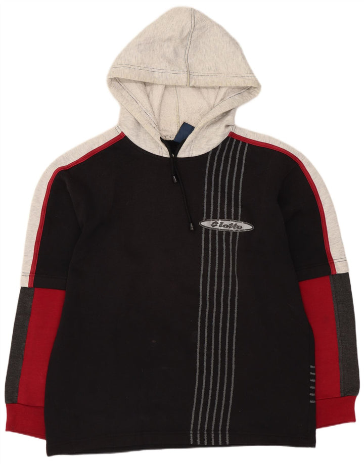 Lotto Mens Hoodie Jumper UK 38/40 Medium Black Colourblock Polyester