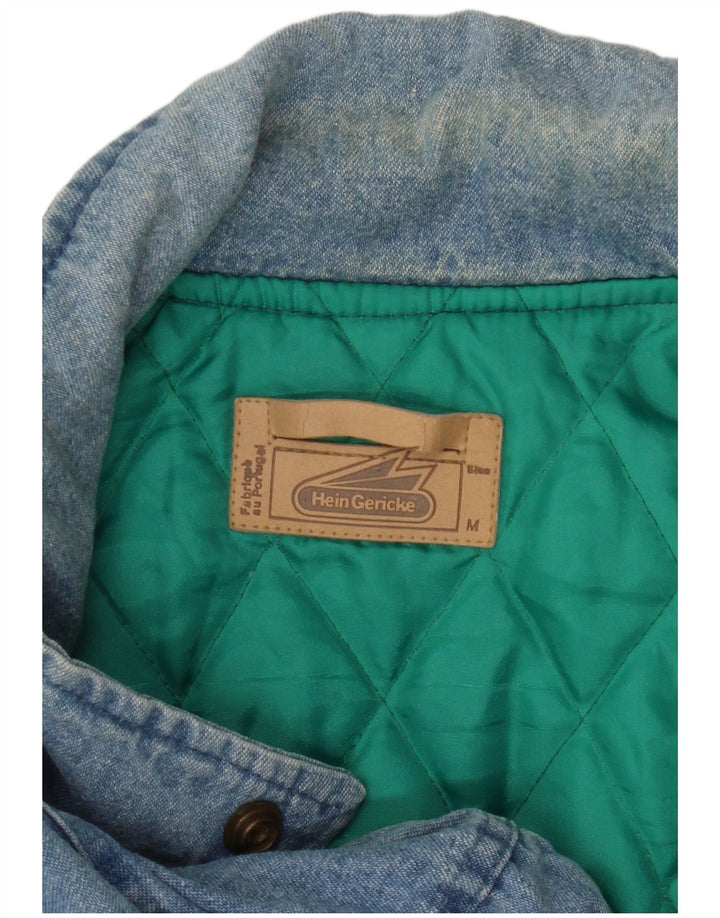 HEIN GERICKE Mens Loose Fit Military Denim Jacket UK 38 Medium Blue Cotton