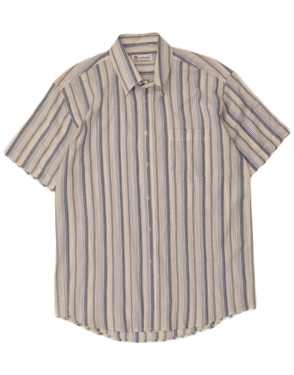 Vintage Mens Short Sleeve Shirt Size 16 41 Large Multicoloured Striped