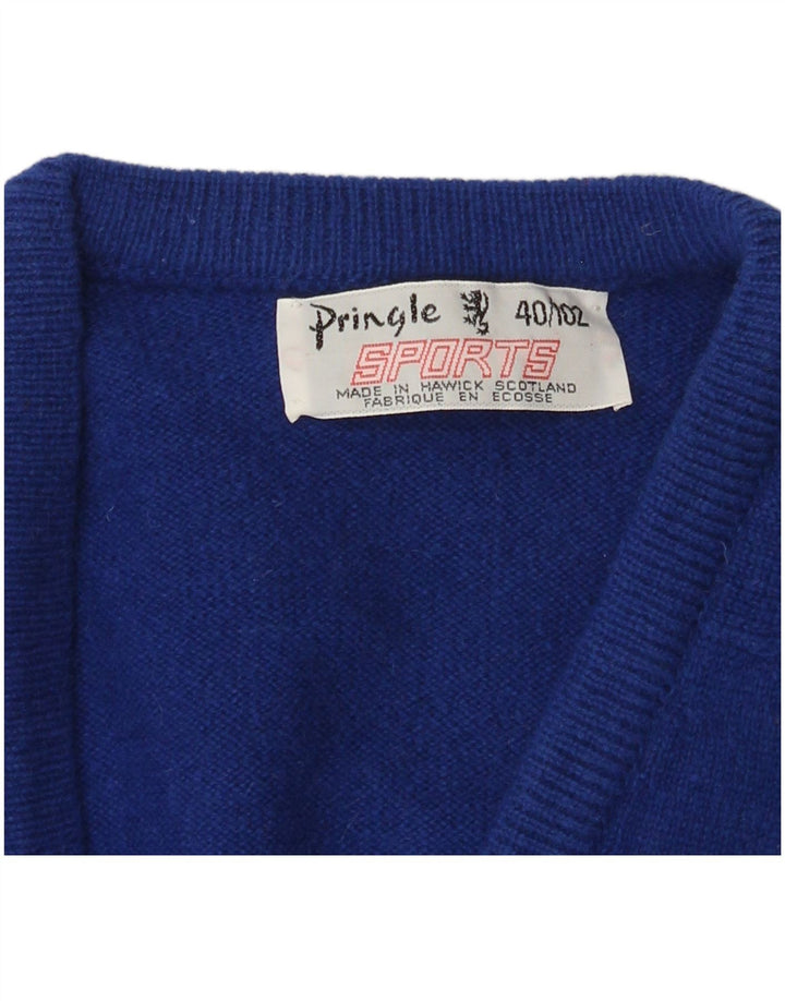 Pringle Mens V-Neck Jumper Sweater UK 40 Medium Blue