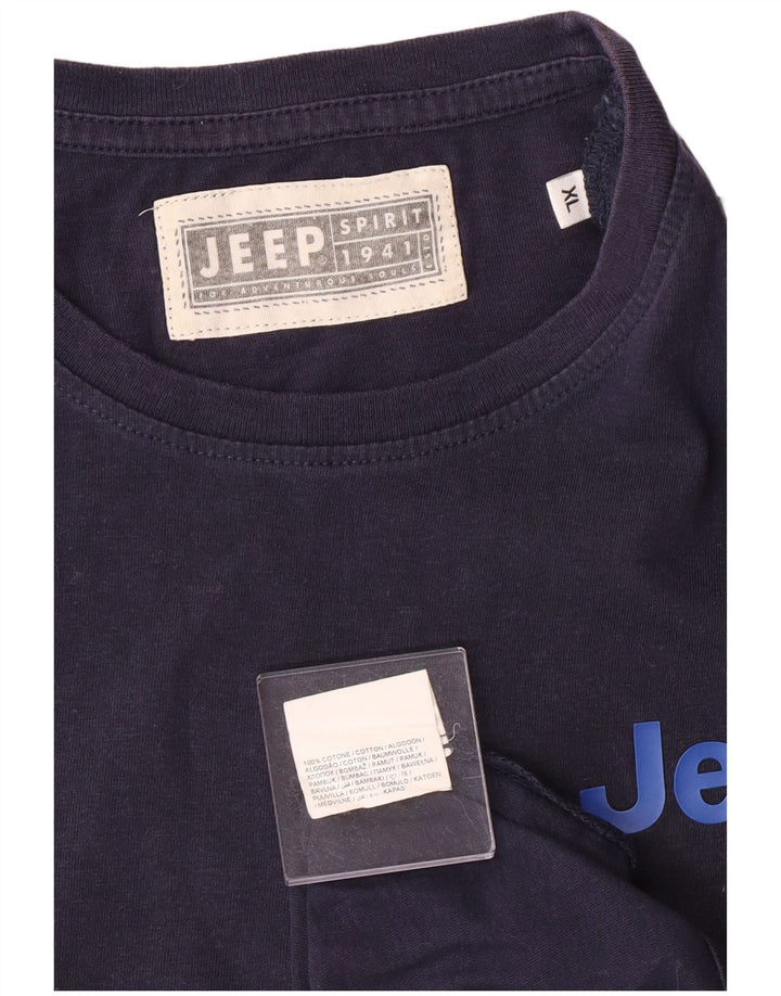 Jeep Womens Graphic T-Shirt Top XL Navy Blue Cotton