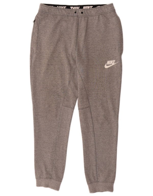NIKE Mens Tracksuit Trousers Joggers Small Grey Cotton