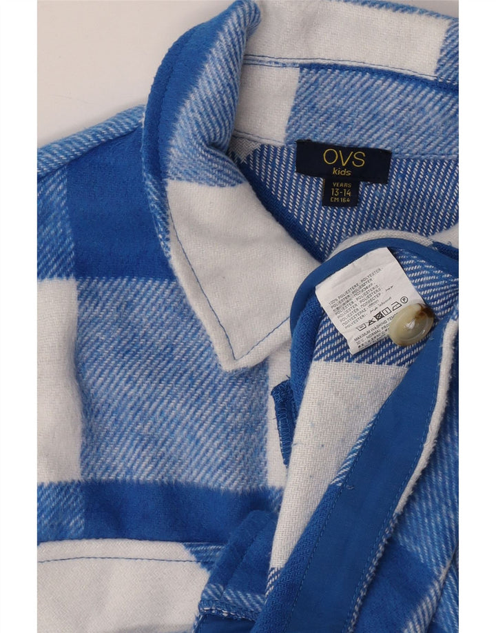 OVS Girls Flannel Shirt 13-14 Years Blue Check Polyester