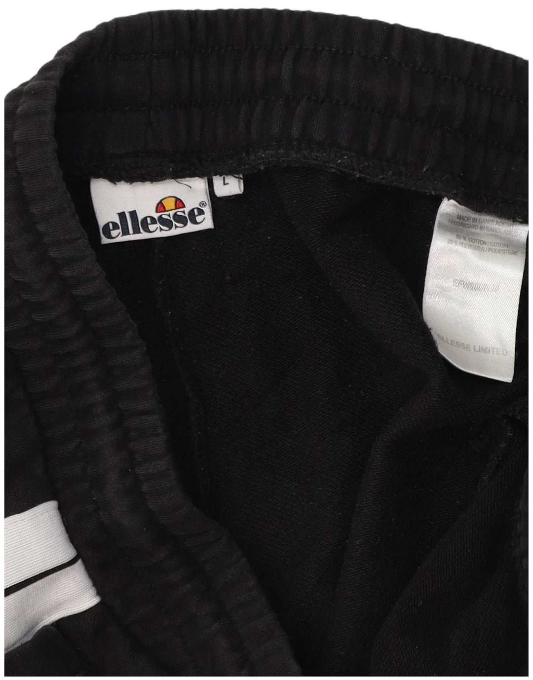 ELLESSE Mens Tracksuit Trousers Joggers Large  Black Colourblock Cotton