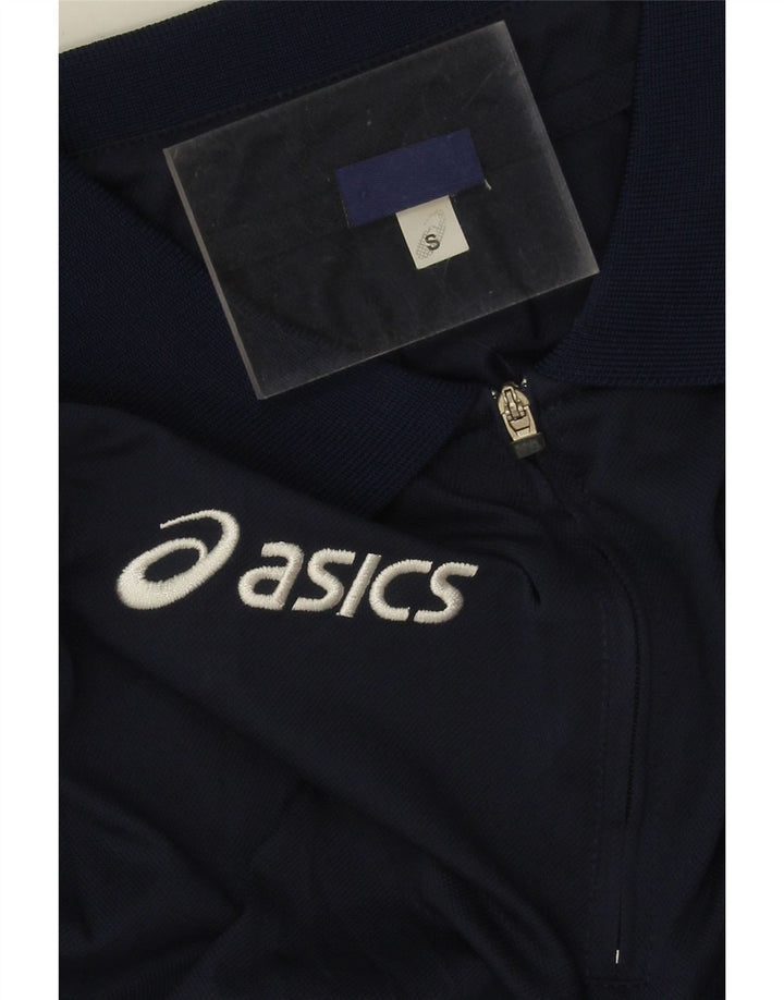 Asics Mens Polo Shirt Small Navy Blue Colourblock Polyester